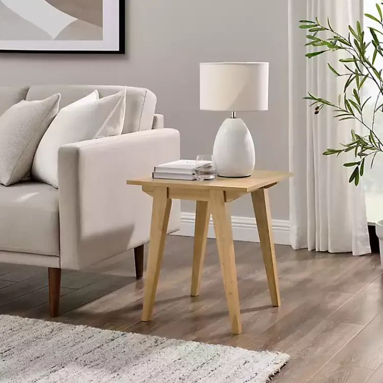 Accent & End Tables-Kirklands Home English Oak Wood Minimalist Accent Table Tan