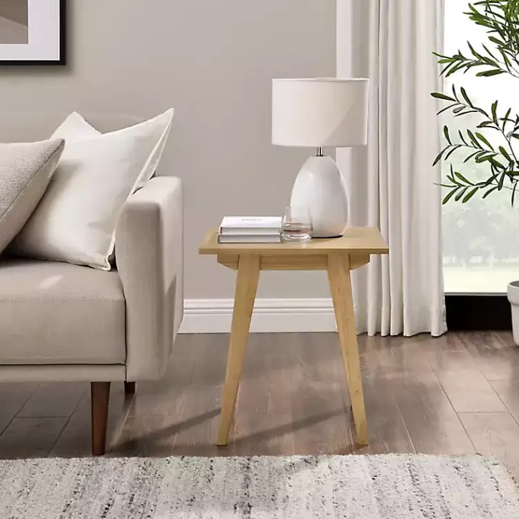 Accent & End Tables-Kirklands Home English Oak Wood Minimalist Accent Table Tan