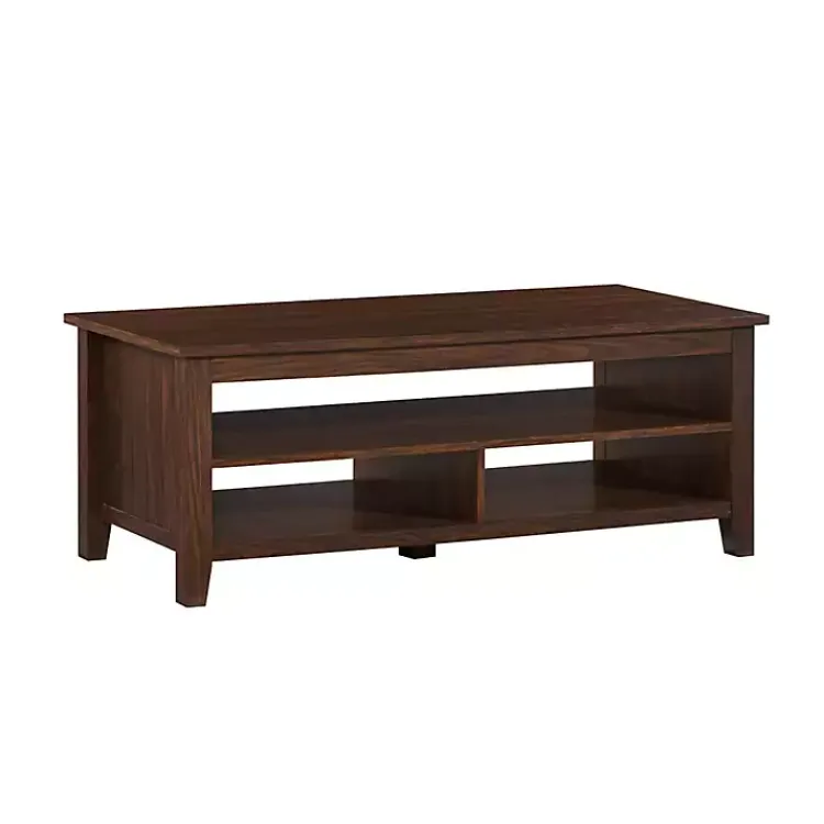 Coffee Tables-Kirklands Home Dark Walnut Grooved Side Panel Coffee Table Brown