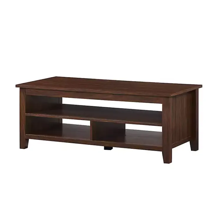 Coffee Tables-Kirklands Home Dark Walnut Grooved Side Panel Coffee Table Brown