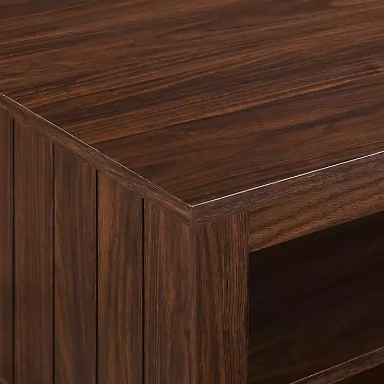 Coffee Tables-Kirklands Home Dark Walnut Grooved Side Panel Coffee Table Brown