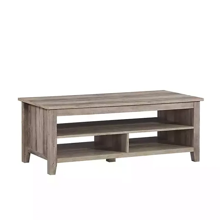 Coffee Tables-Kirklands Home wash Grooved Side Panel Coffee Table Gray