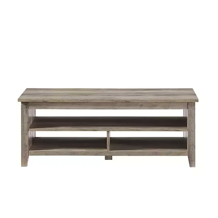 Coffee Tables-Kirklands Home wash Grooved Side Panel Coffee Table Gray