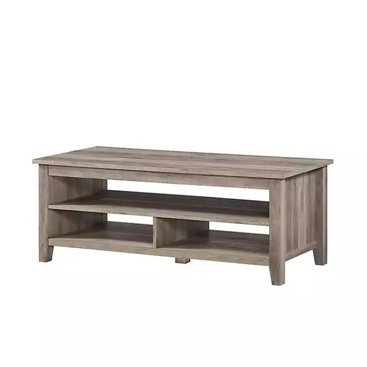 Coffee Tables-Kirklands Home wash Grooved Side Panel Coffee Table Gray