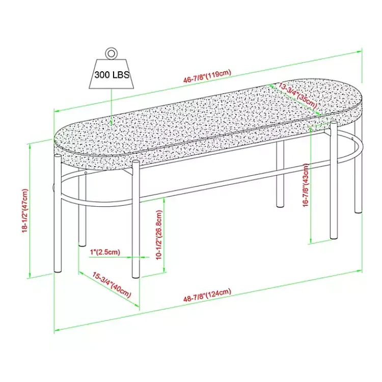 Benches & Ottomans-Kirklands Home Taupe Upholstered Gold Metal Leg Bench Gray