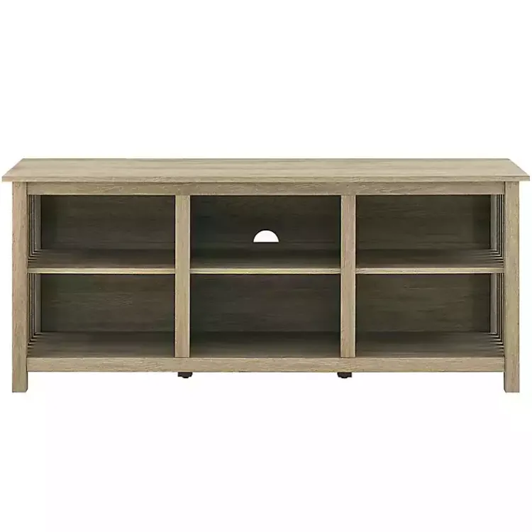 Tv Stands & Media Consoles-Kirklands Home Driftwood Slatted Sides Media Cabinet Gray