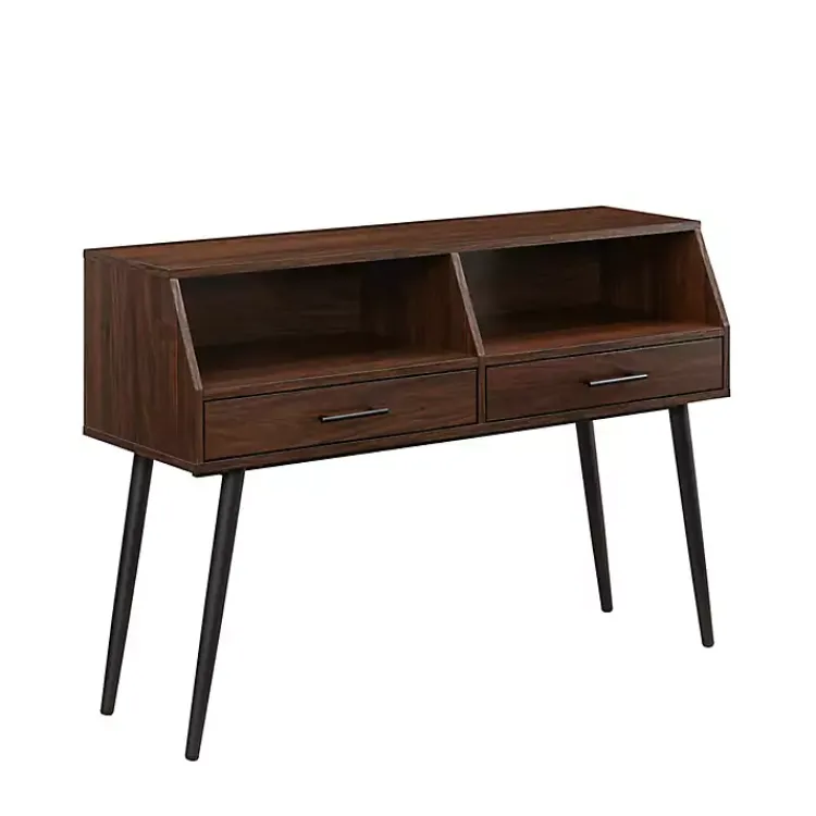 Console Tables-Kirklands Home Dark Walnut 2-Drawer Henry Console Table Brown
