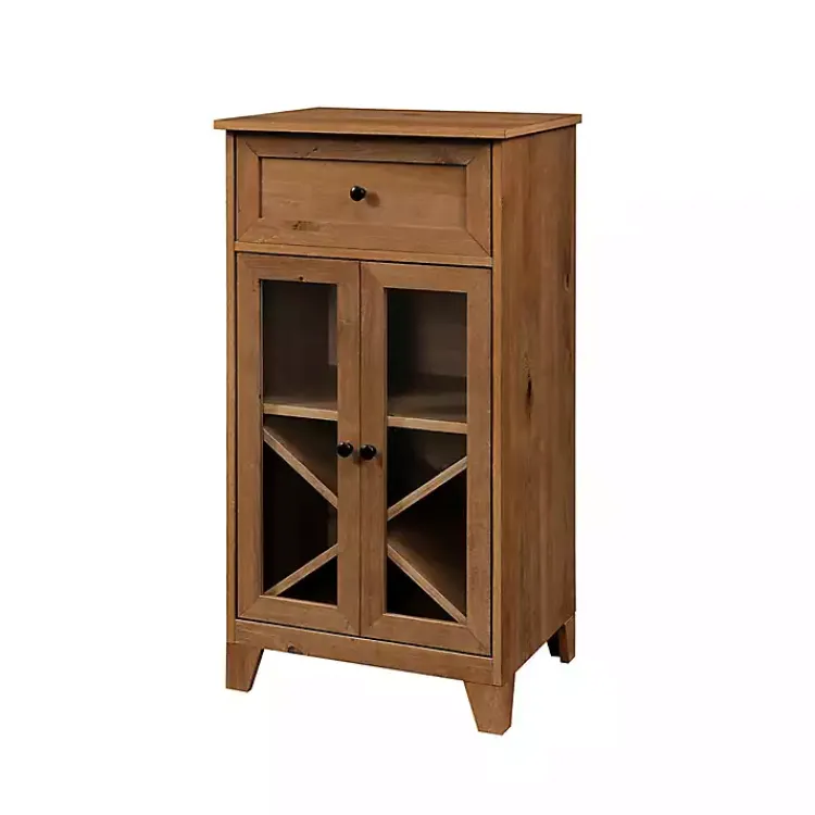 Cabinets & Sideboards-Kirklands Home English Oak Double Door Reeves Cabinet Brown