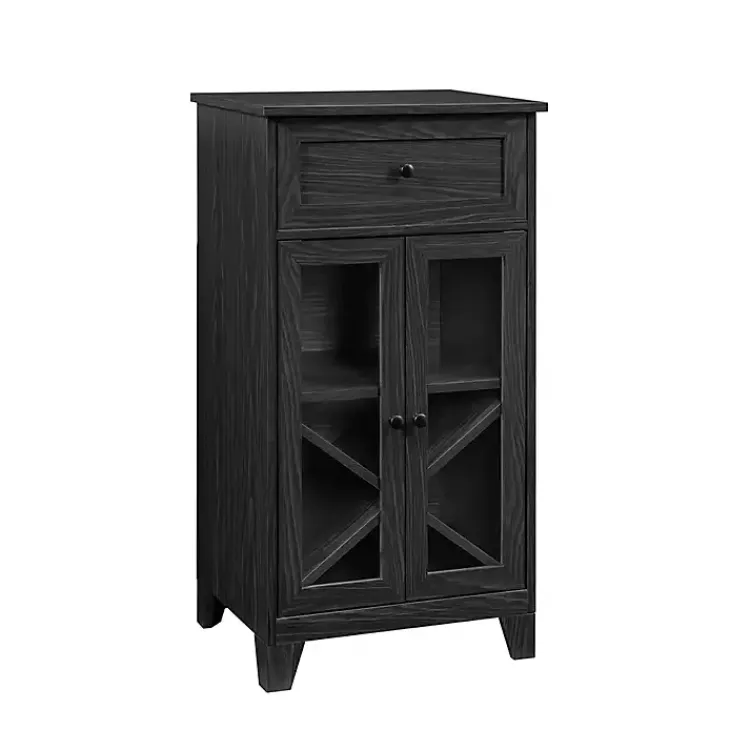 Cabinets & Sideboards-Kirklands Home Graphite Double Door Reeves Cabinet Black