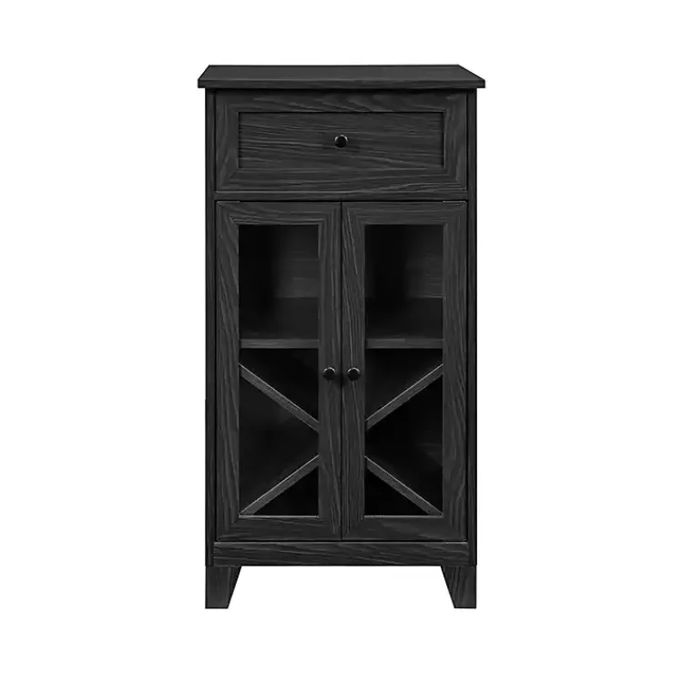 Cabinets & Sideboards-Kirklands Home Graphite Double Door Reeves Cabinet Black