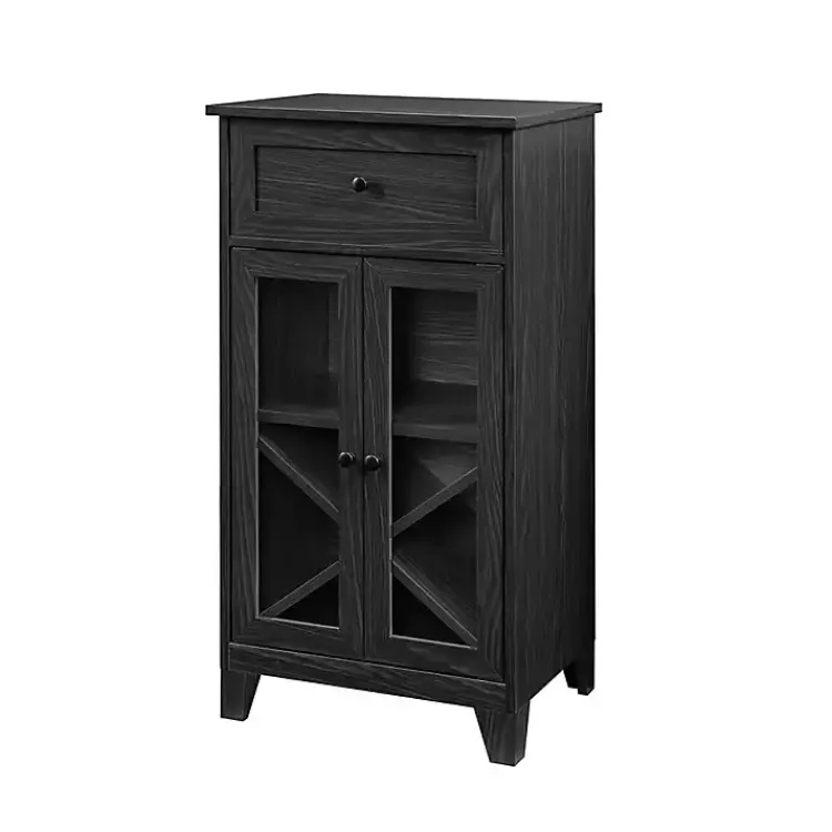 Cabinets & Sideboards-Kirklands Home Graphite Double Door Reeves Cabinet Black