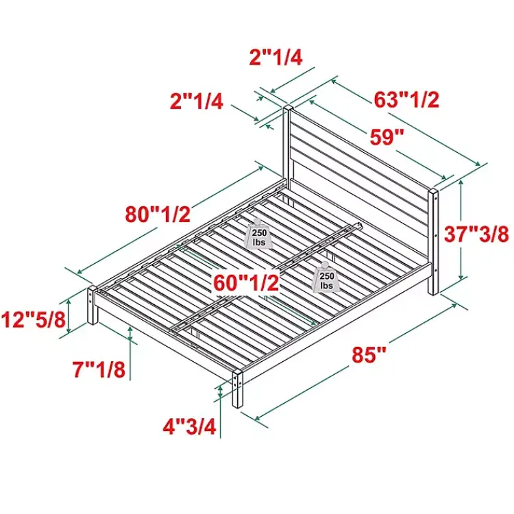 Beds & Headboards-Kirklands Home Natural Pine Wood Slatted Headboard Queen Bed Tan
