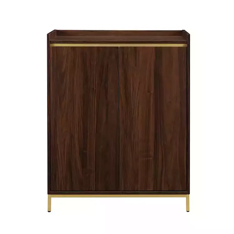 Cabinets & Sideboards-Kirklands Home Dark Walnut Capri 6-Bottle Cubby Cabinet Brown