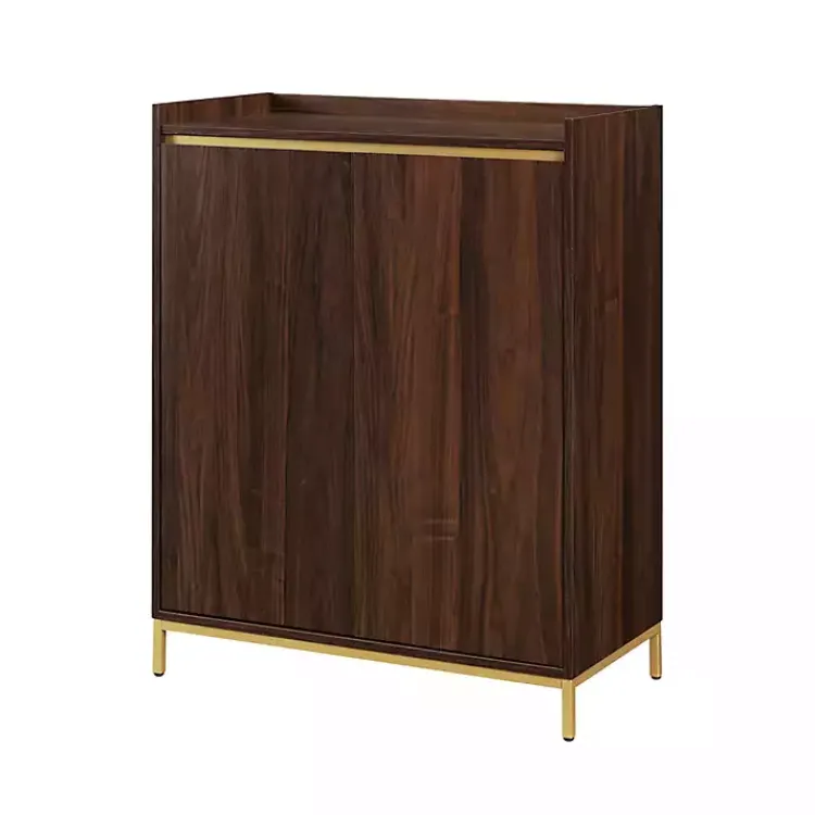 Cabinets & Sideboards-Kirklands Home Dark Walnut Capri 6-Bottle Cubby Cabinet Brown