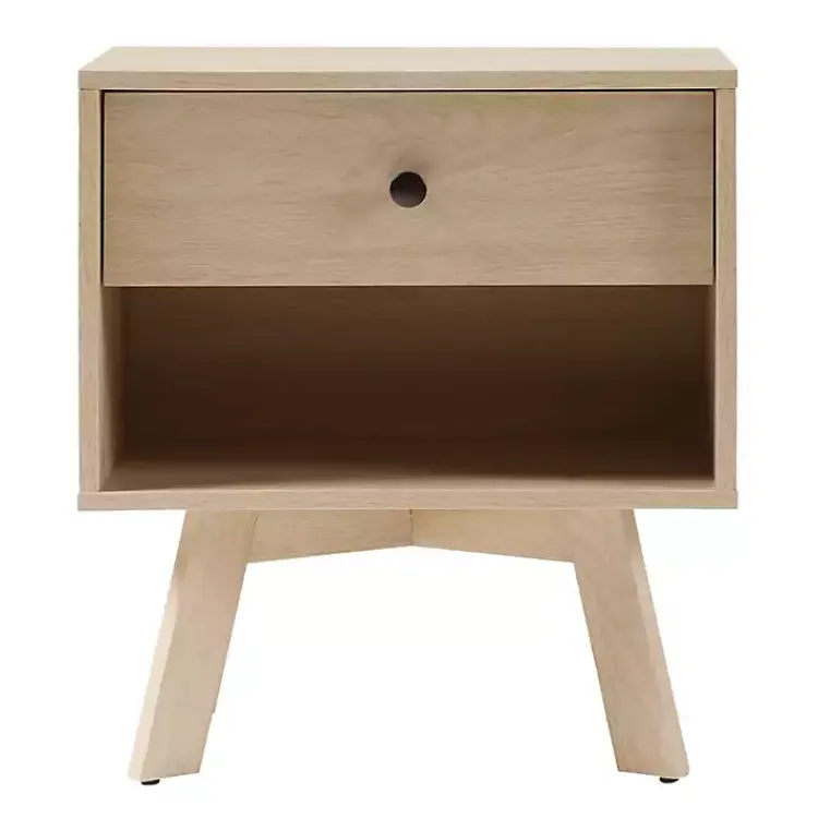 Nightstands-Kirklands Home Coastal Oak Wood Mid-century Modern Nightsd Tan
