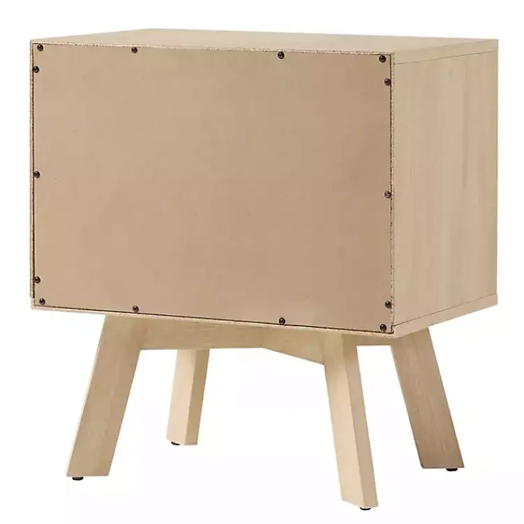 Nightstands-Kirklands Home Coastal Oak Wood Mid-century Modern Nightsd Tan