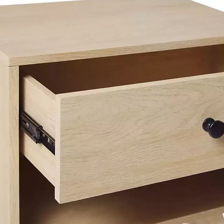 Nightstands-Kirklands Home Coastal Oak Wood Mid-century Modern Nightsd Tan