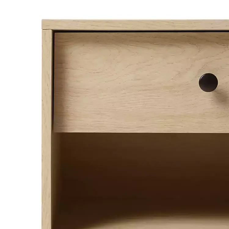 Nightstands-Kirklands Home Coastal Oak Wood Mid-century Modern Nightsd Tan