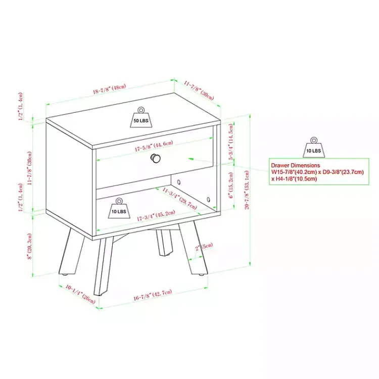 Nightstands-Kirklands Home Coastal Oak Wood Mid-century Modern Nightsd Tan