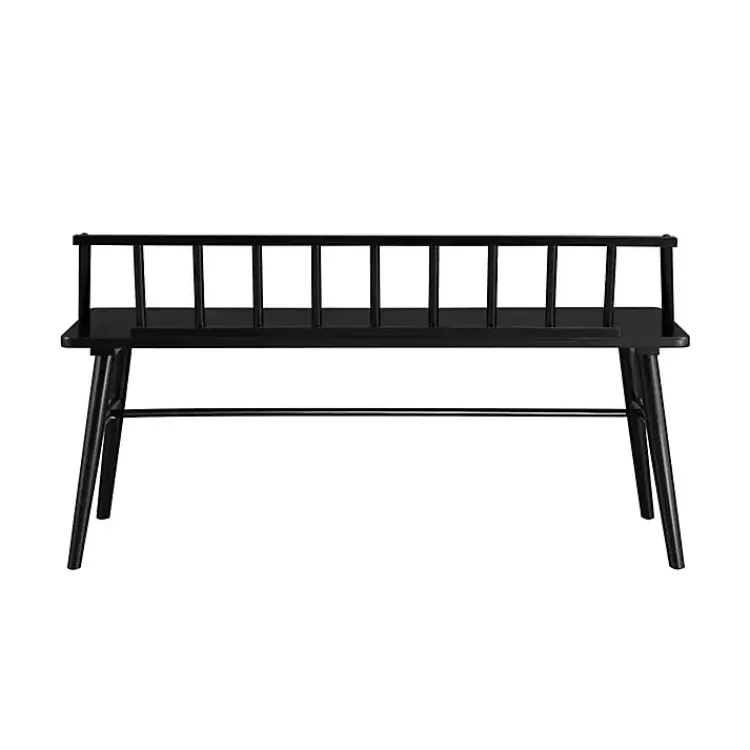 Benches & Ottomans-Kirklands Home Wood Low Back Spindle Bench Black