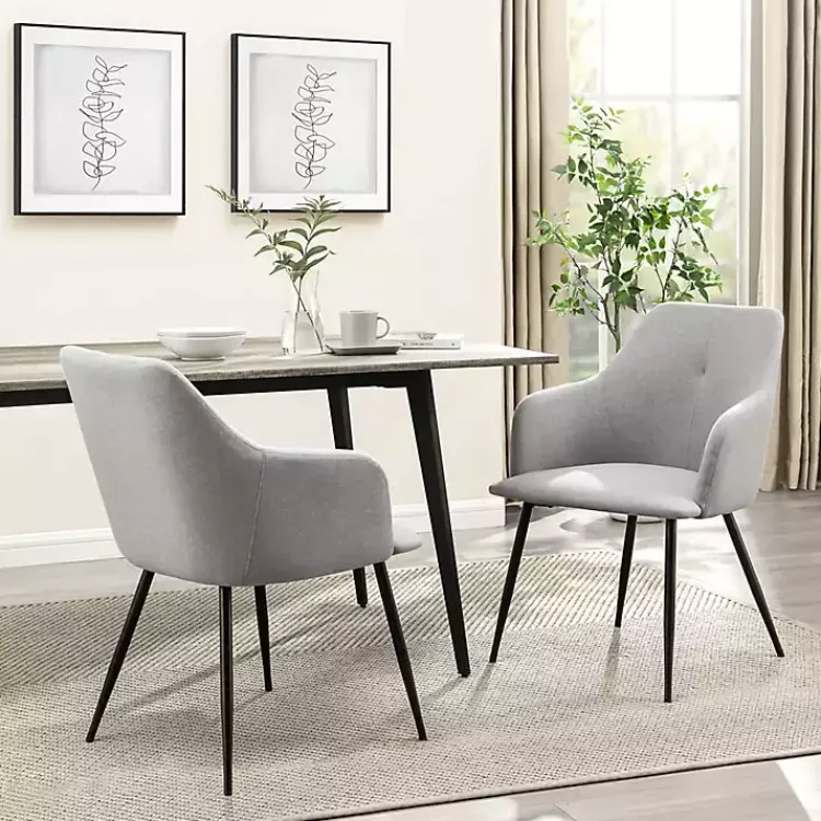 Dining Chairs-Kirklands Home Lily Upholstered Dining Chairs, Set of 2 Gray