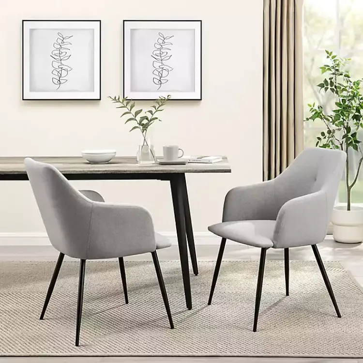 Dining Chairs-Kirklands Home Lily Upholstered Dining Chairs, Set of 2 Gray