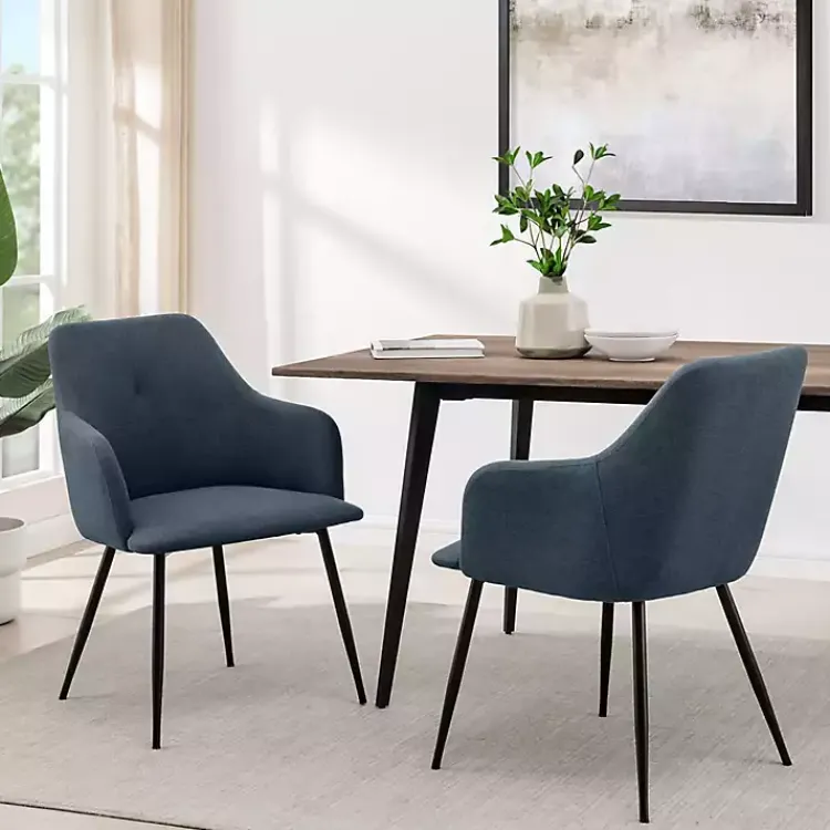 Dining Chairs-Kirklands Home Lily Upholstered Dining Chairs, Set of 2 Blue