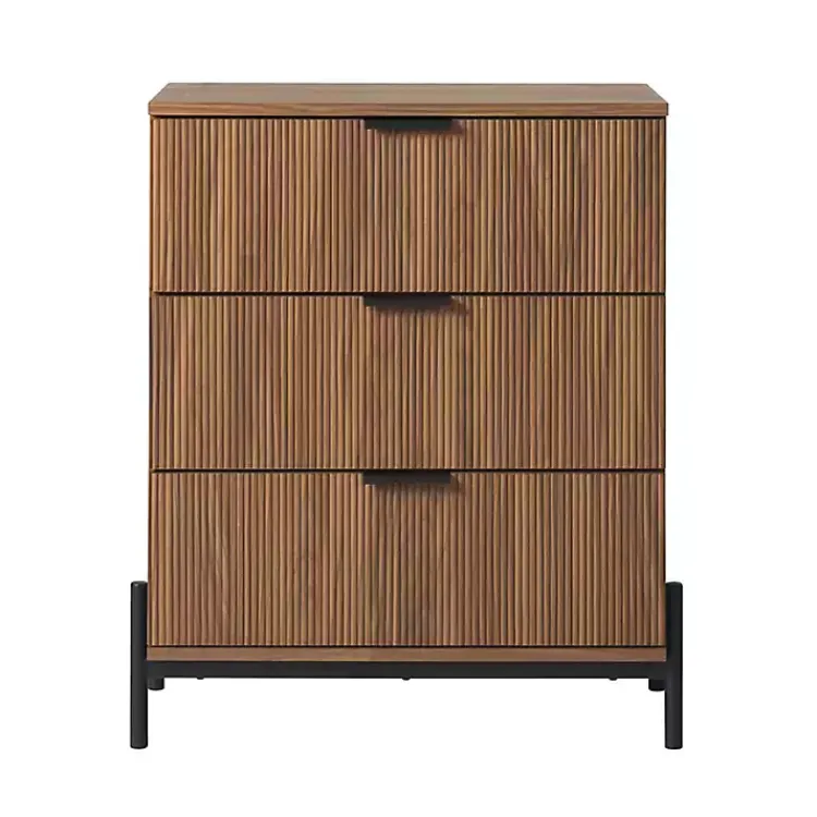 Dressers & Chests-Kirklands Home Reeded 3-Drawer Dresser Brown