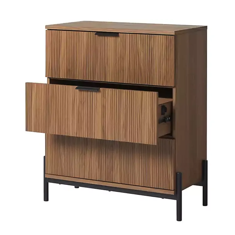 Dressers & Chests-Kirklands Home Reeded 3-Drawer Dresser Brown