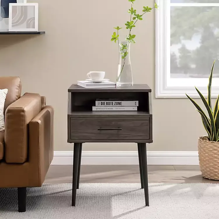 Accent & End Tables-Kirklands Home Slate Open Storage Accent Table Gray