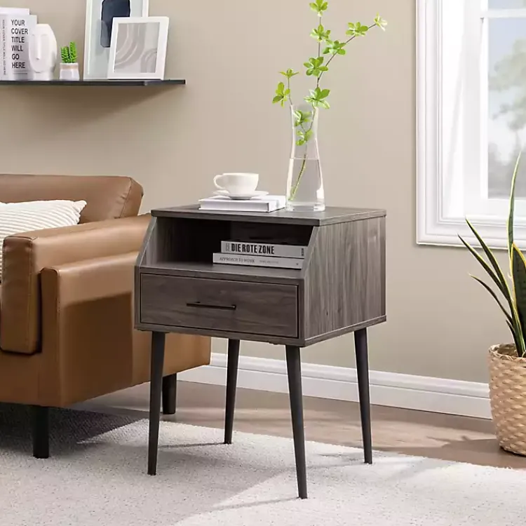 Accent & End Tables-Kirklands Home Slate Open Storage Accent Table Gray