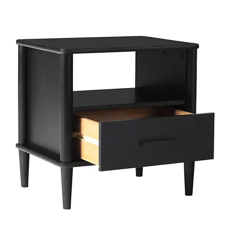 Nightstands-Kirklands Home Wood Spindle Leg Nightstand Black