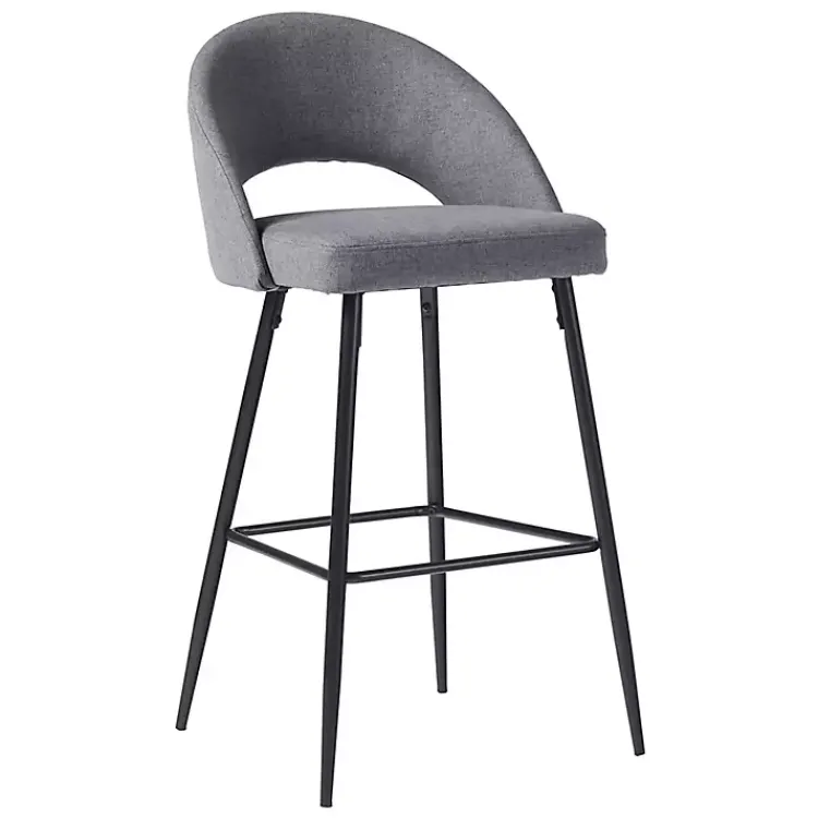 Bar Stools & Counter Height Stools-Kirklands Home Charcoal Upholstered Charli Bar Stools, Set of 2 Gray