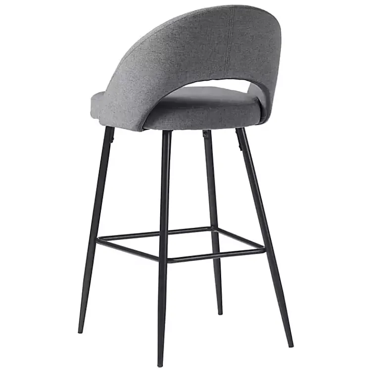 Bar Stools & Counter Height Stools-Kirklands Home Charcoal Upholstered Charli Bar Stools, Set of 2 Gray