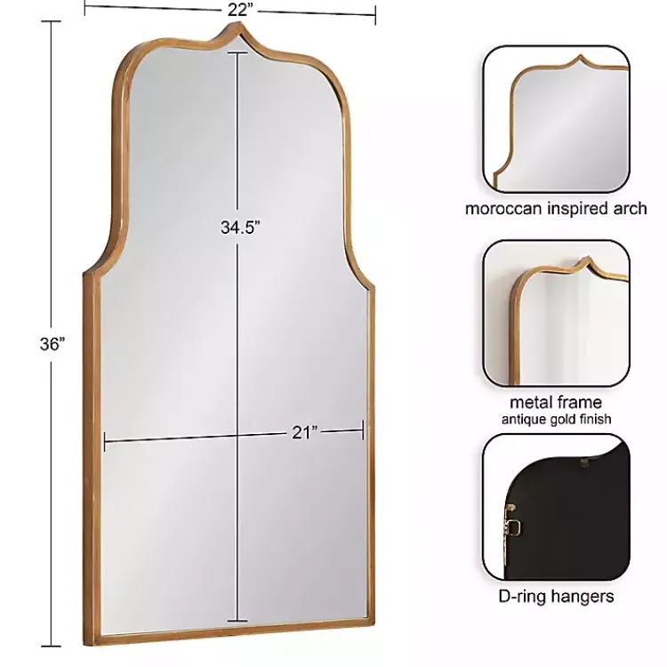 Decorative Mirrors-Kirklands Home Arched Scallop Wall Mirror Gold
