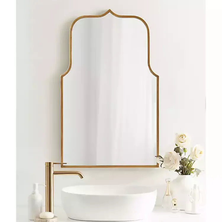 Decorative Mirrors-Kirklands Home Arched Scallop Wall Mirror Gold