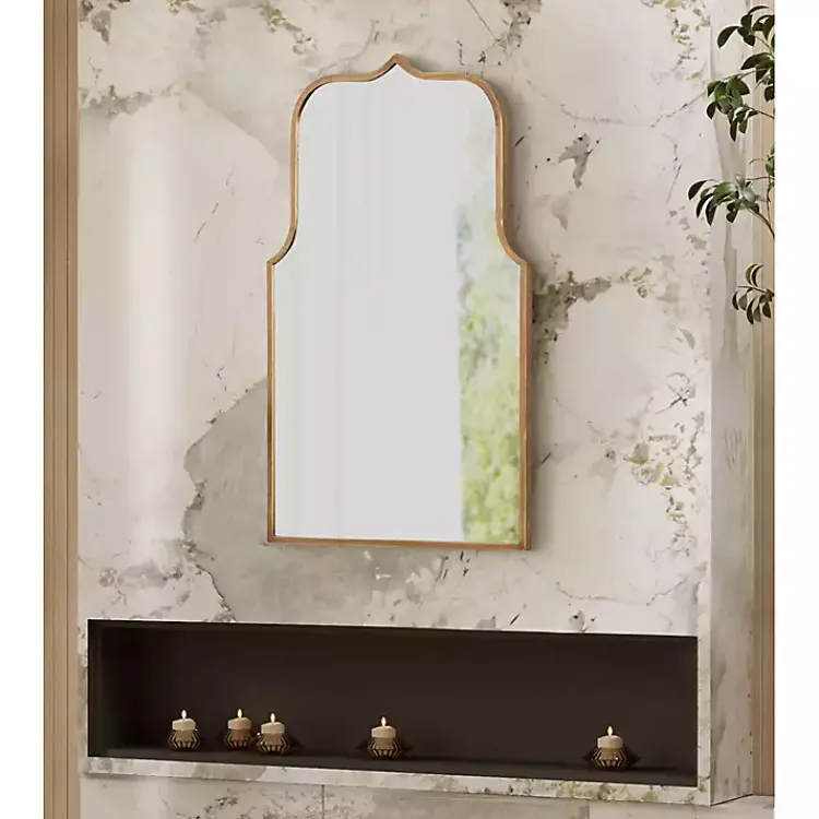 Decorative Mirrors-Kirklands Home Arched Scallop Wall Mirror Gold