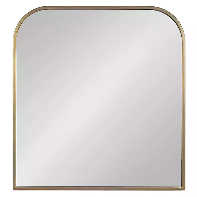 Decorative Mirrors-Kirklands Home Antique Brass Wide Arch Wall Mirror Gold