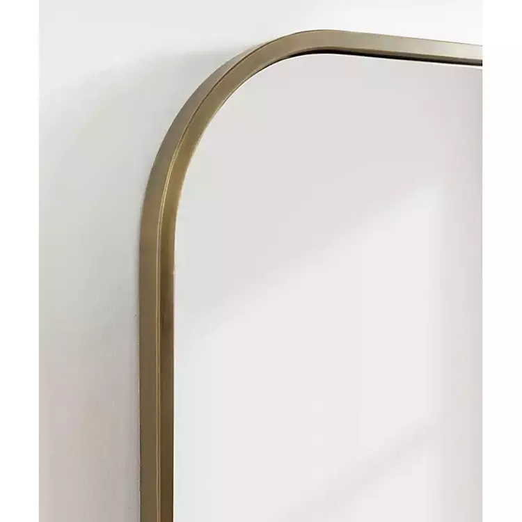 Decorative Mirrors-Kirklands Home Antique Brass Wide Arch Wall Mirror Gold