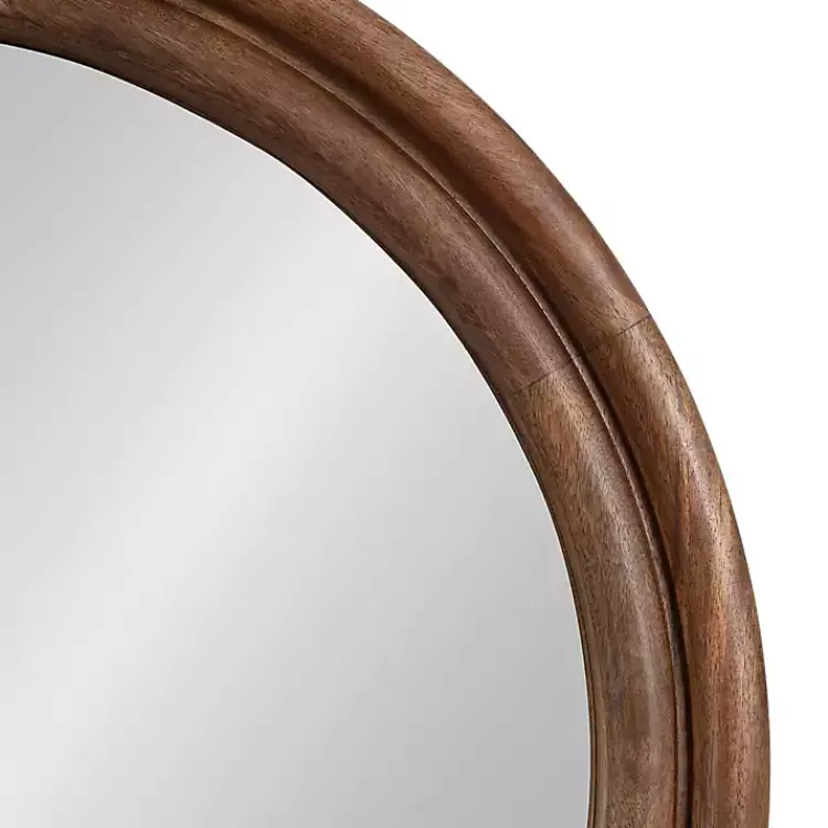 Decorative Mirrors-Kirklands Home Walnut Wood Ribbed Round Wall Mirror