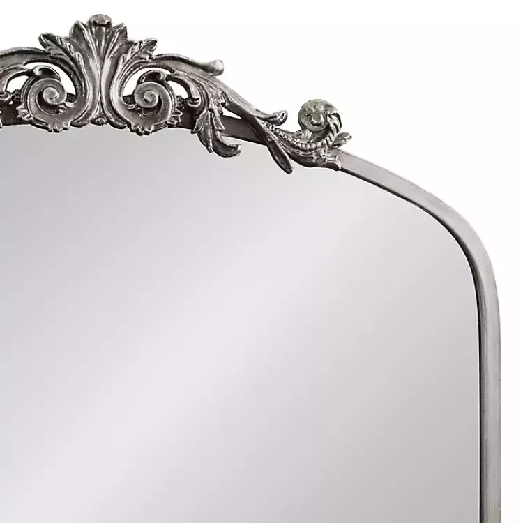 Decorative Mirrors-Kirklands Home Silver Metal Arch Ornate Crown Wall Mirror