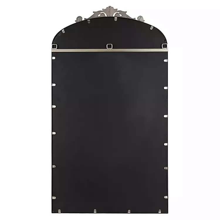 Decorative Mirrors-Kirklands Home Silver Metal Arch Ornate Crown Wall Mirror