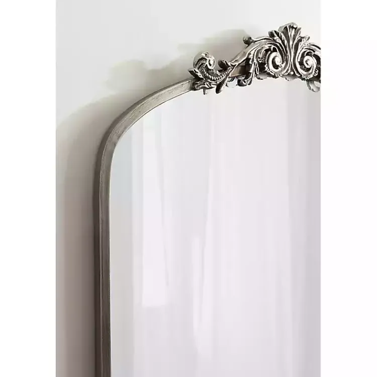 Decorative Mirrors-Kirklands Home Silver Metal Arch Ornate Crown Wall Mirror