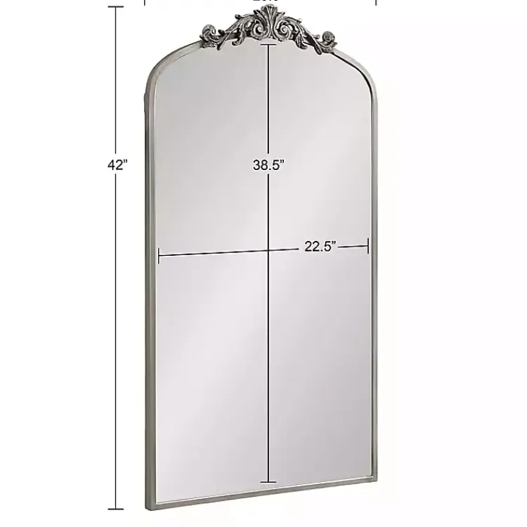 Decorative Mirrors-Kirklands Home Silver Metal Arch Ornate Crown Wall Mirror
