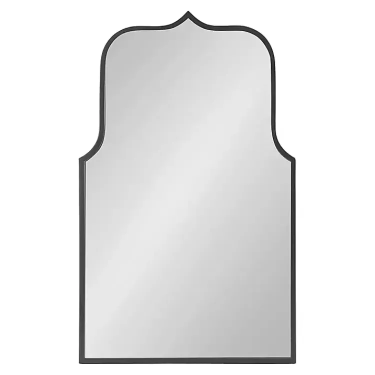 Decorative Mirrors-Kirklands Home Satin Arched Scallop Wall Mirror Black