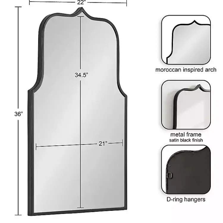 Decorative Mirrors-Kirklands Home Satin Arched Scallop Wall Mirror Black