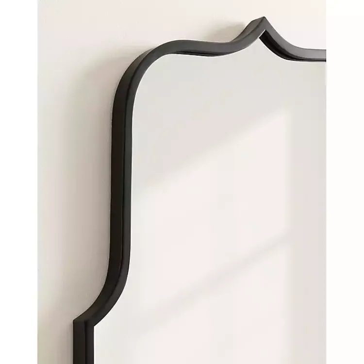 Decorative Mirrors-Kirklands Home Satin Arched Scallop Wall Mirror Black