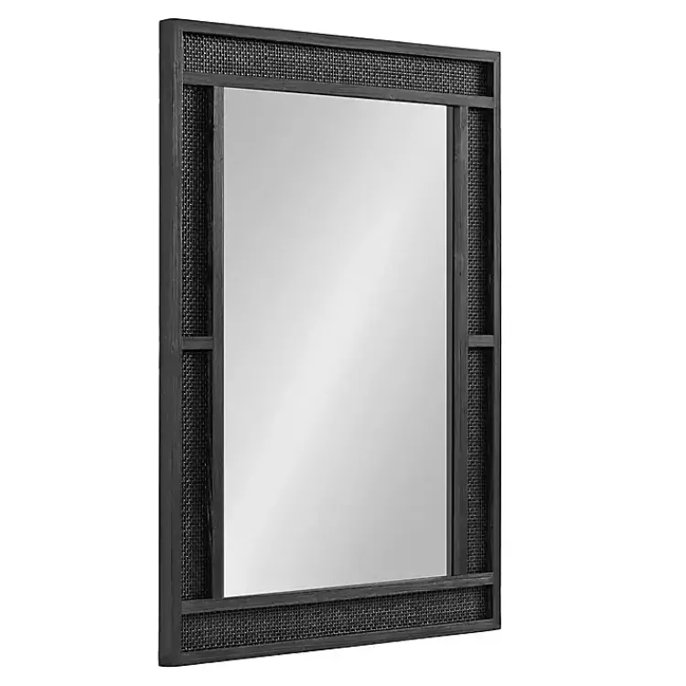 Decorative Mirrors-Kirklands Home Rattan Textured Rectangle Wall Mirror Black