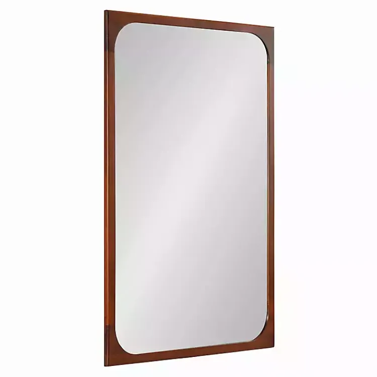 Decorative Mirrors-Kirklands Home Warm Walnut Rounded Rectangle Wall Mirror