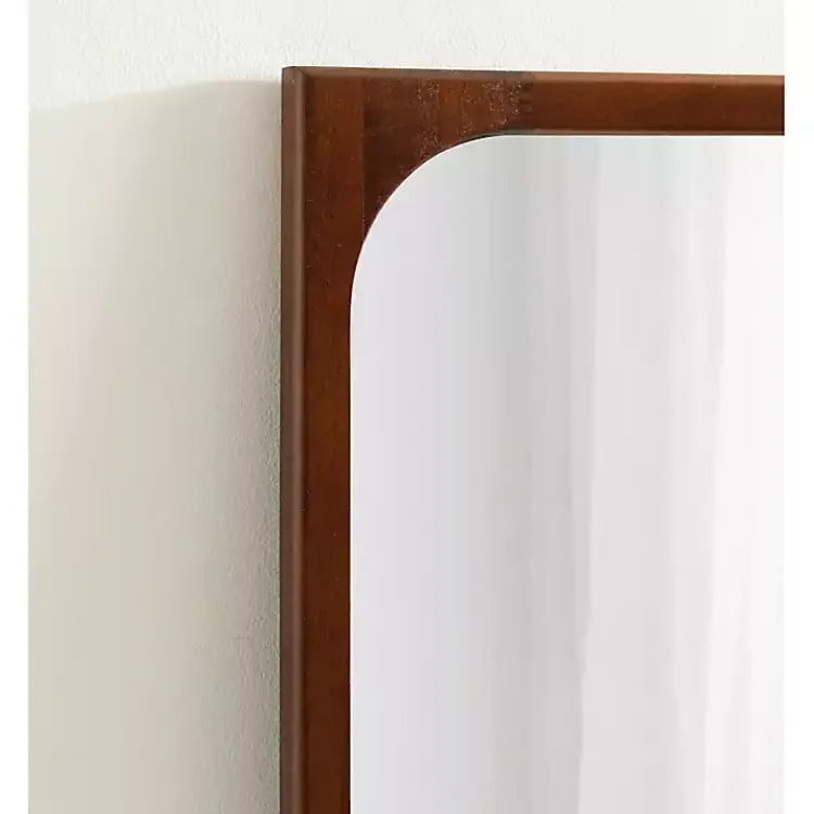 Decorative Mirrors-Kirklands Home Warm Walnut Rounded Rectangle Wall Mirror